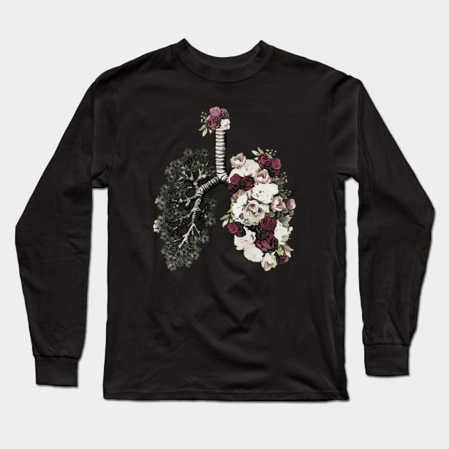 Lung Anatomy / Cancer Awareness 13 Long Sleeve T-Shirt by Collagedream